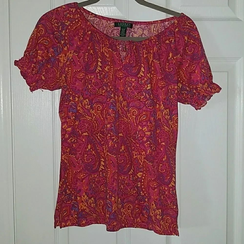Lauren Ralph Lauren multi color top Sz M